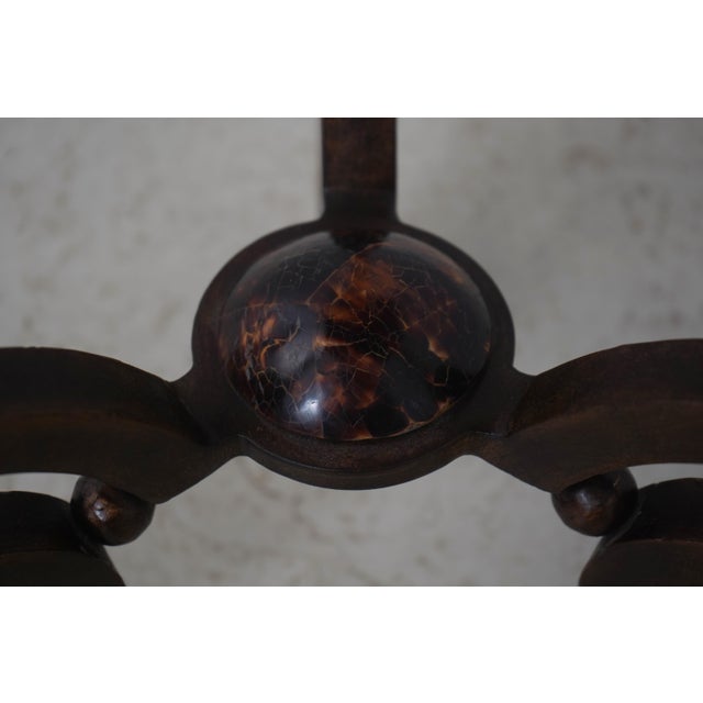 Tessellated Marble Stone Top Iron Base Side Table For Sale - Image 11 of 13