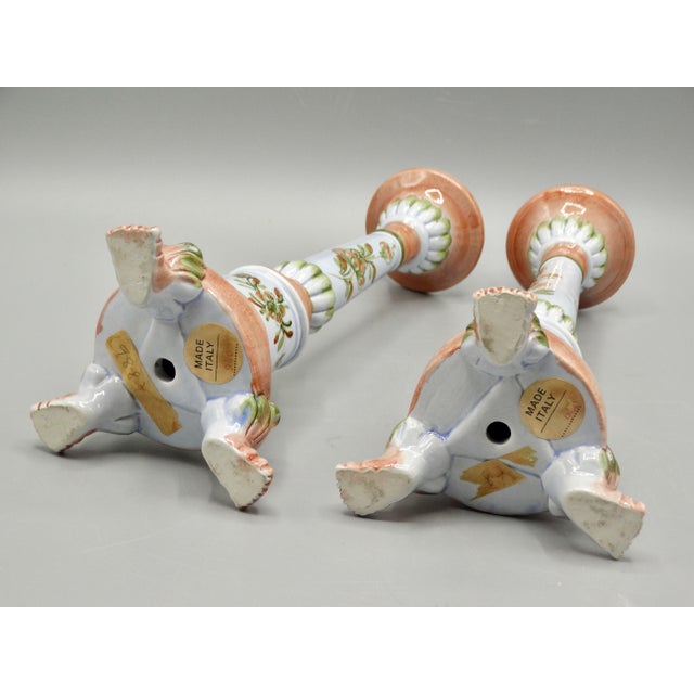 Glazes Italian Candlesticks With Paw Feet, a Pair For Sale - Image 10 of 10
