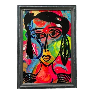 1990s “Girls Night” Abstract Figurative Acrylic Painting by Artist Peter Keil