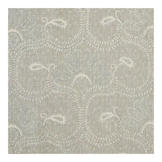 Elizabeth Eakins Ee1169a/18 Luam / Platinum Grey Linen Floral Fabric - 3/4 Yards For Sale