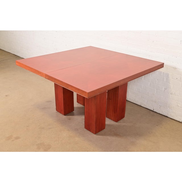 Art Deco Baker Furniture Modern Art Deco Parquet Top Extension Dining Table, Newly Refinished For Sale - Image 3 of 17
