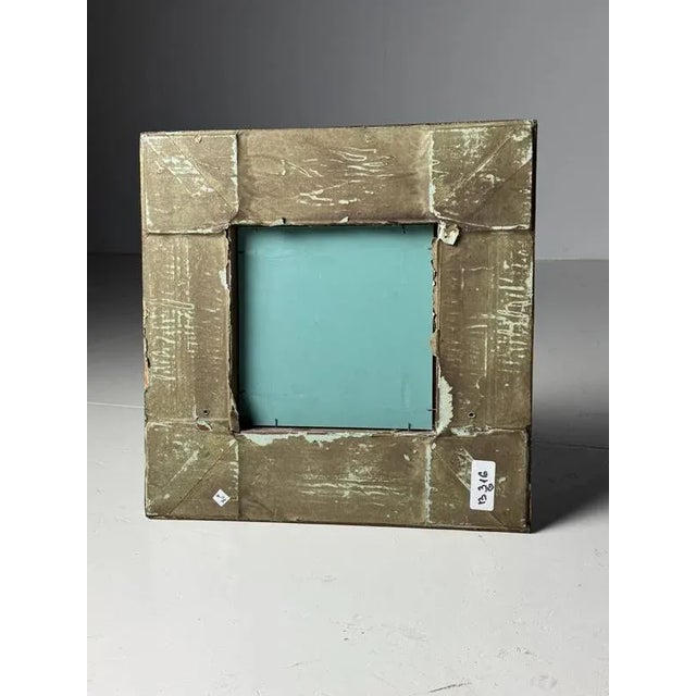 Vintage square mirror. Classic gold-colored frame. Mid-20th century. Dimensions: 43W x 43H