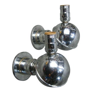 C. 1933 Art Deco Worlds Fair "Saturn" Nickel Wall Sconces - a Pair For Sale