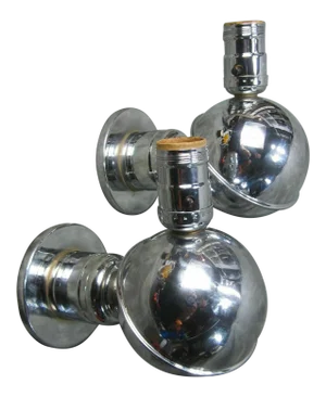 C. 1933 Art Deco Worlds Fair "Saturn" Nickel Wall Sconces - a Pair