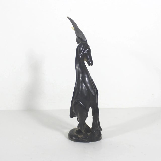 Vintage Carved Natural Horn Ram Figurine For Sale - Image 4 of 10