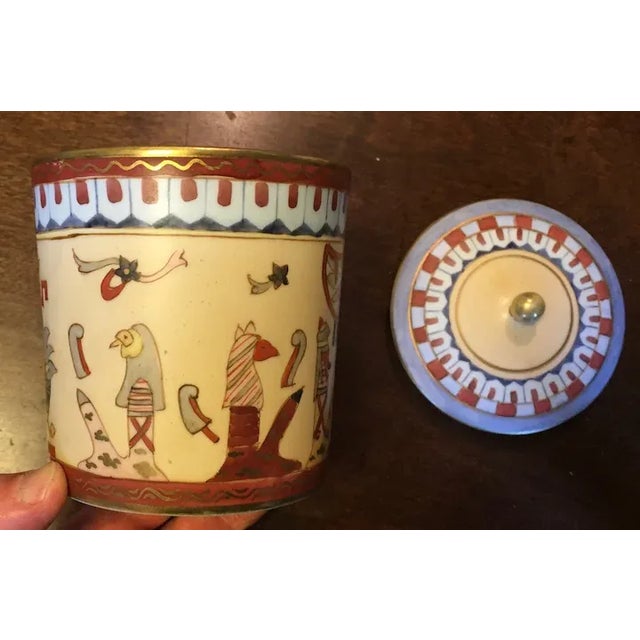 Antique Japanese Nippon Morimura Brothers Humidor Jar Decorated in the Egyptian Revival Taste For Sale - Image 11 of 13