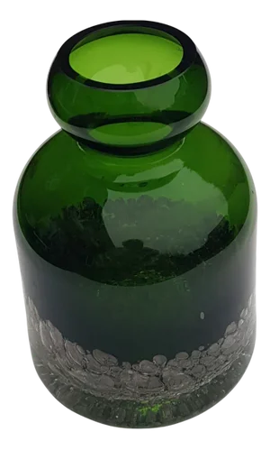 Green Glass Vase with Silver Particles from Gral Glas, 1970s