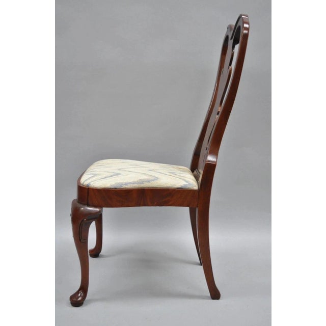 Vintage Queen Anne Style Crotch Mahogany Dining Room Side Chairs - A Pair For Sale - Image 10 of 12