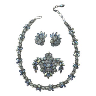 Vintage Trifari Demi Parure Rhinestone Set For Sale