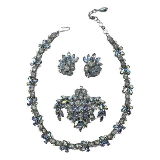 Vintage Trifari Demi Parure Rhinestone Set For Sale