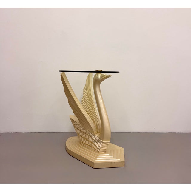 Light Yellow Vintage Art Deco Swan Glass Top Side Table For Sale - Image 8 of 8