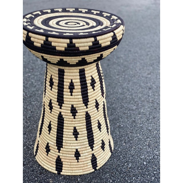 Boho Chic Handmade Woven Patterned Side Table For Sale - Image 3 of 9