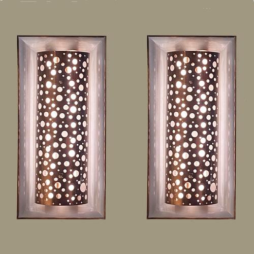 Large Copper and Grey Metal Wall Lights, 1950s, Set of 2 For Sale - Image 3 of 16