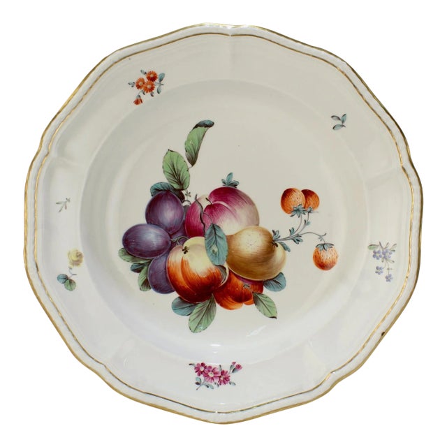 18th Century Frankenthal Porcelain Hand Painted Fruit Decoration Bowl For Sale
