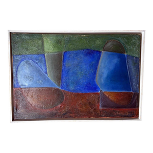 Mid 20th Century Abstract Lyrical French Oil Painting on Canvas