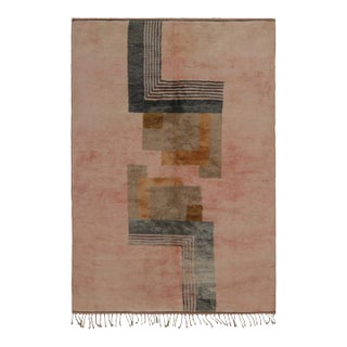 Rug & Kilim’s Moroccan Rug in Pink With Art Deco Style Geometric Patterns For Sale