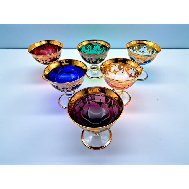 Metal Colored Murano Glass Cups from Manifattura Di Murano, 1970s, Set of 6 For Sale - Image 7 of 9
