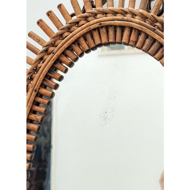 Franco Albini Mid-Century Italian Oval Wall Mirror with Bamboo Frame by Franco Albini, 1960s For Sale - Image 4 of 12