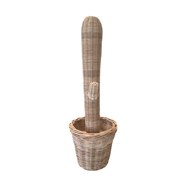 Mario Lopez Torres Vintage Hand-Woven Wicker / Rattan Potted Cactus Sculpture, Circa 1970 in the Manner of Mario Lopez Torres For Sale - Image 4 of 7