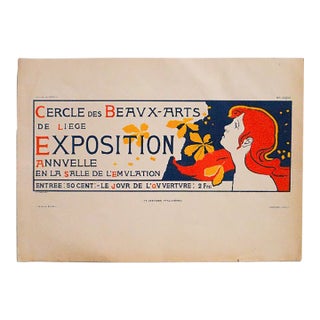 1897 Belgian Exhibition Poster, Auguste Donnay, "Cercle Des Beaux-Arts" For Sale