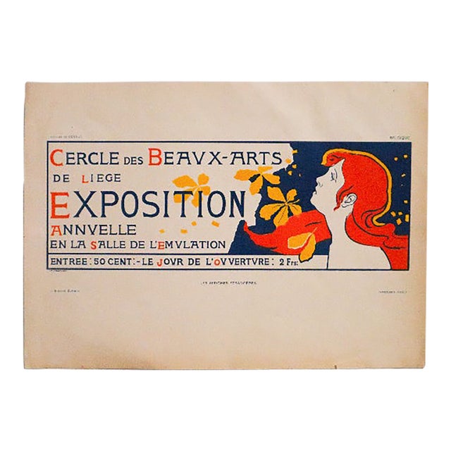 1897 Belgian Exhibition Poster, Auguste Donnay, "Cercle Des Beaux-Arts" For Sale