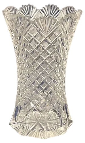 19th Century Dutch Crystal Vase with Pineapple Fan Cut