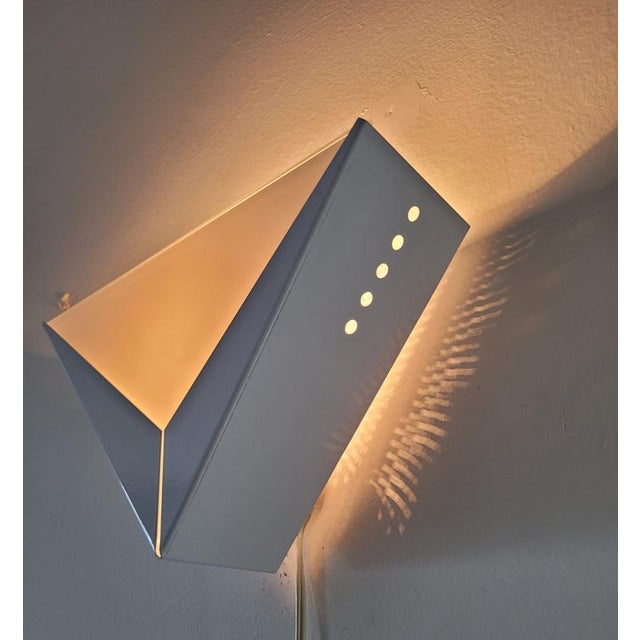 Set consisting of 2 wall lamps with white painted metal structure and glass diffuser, Palma 1902 model by Stilnovo, 1960s....