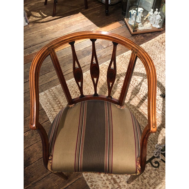 Antique Curved French Fruitwood Inlaid Chair For Sale - Image 4 of 13