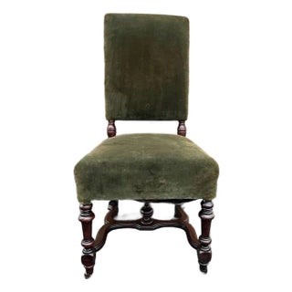 Antique Renaissance Style Velvet Upholstered Side Chair For Sale