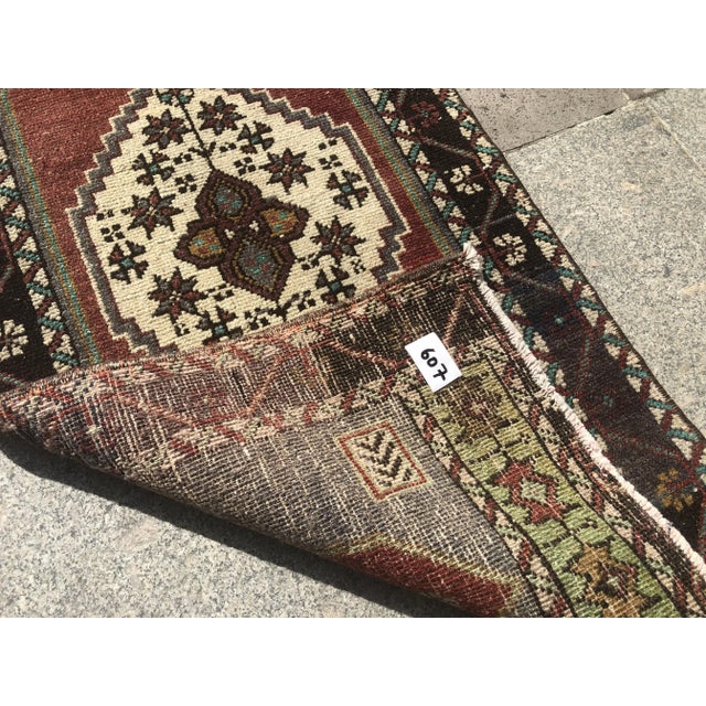 1960s 1960s Vintage Turkish Handmade Tribal Rug- 1′7″ × 3′4″ For Sale - Image 5 of 6