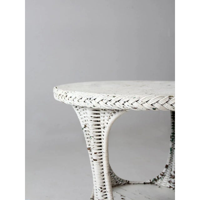 Antique White Wicker Table For Sale - Image 4 of 13
