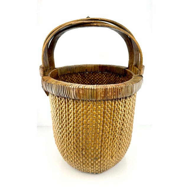 antique chinese basket/アンティークチャイニーズバスケット Antique Chinese Basket 19th Century Qing Hand Made Bamboo