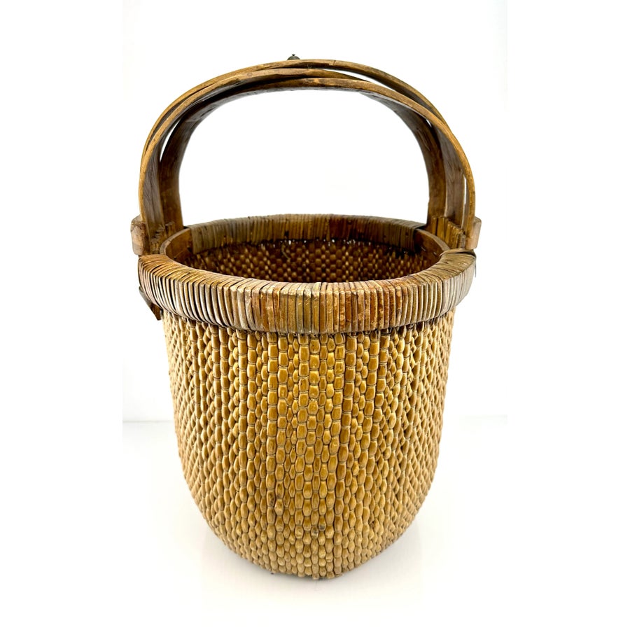 Late 20th Century Antique Chinese Rice Basket | Chairish