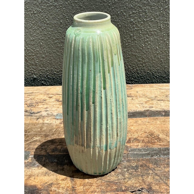 Vintage Drip Glazed Ceramic Vase For Sale In West Palm - Image 6 of 12