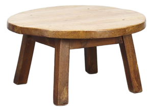 Large Round Rustic Vintage Brutalist Coffee Table from Oak