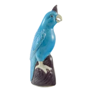 Aqua Blue Chinoiserie Parrot Figure