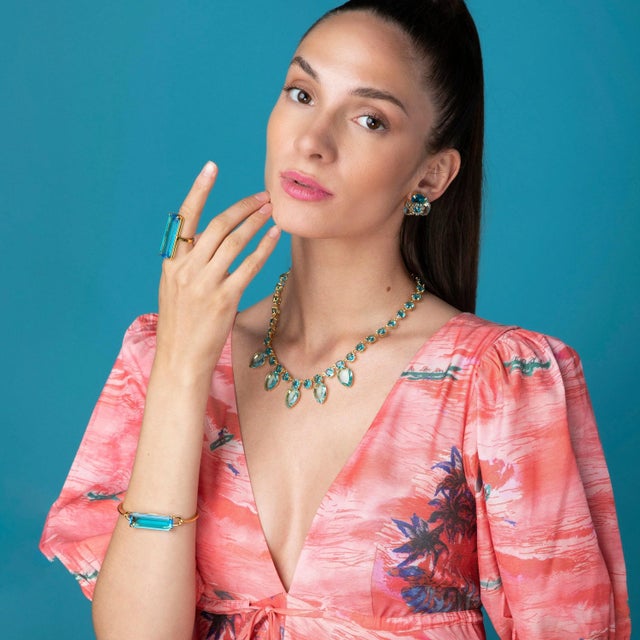 Introducing the Jazmine Studs, meticulously fashioned from semi-precious stones. These studs feature a unique vintage...