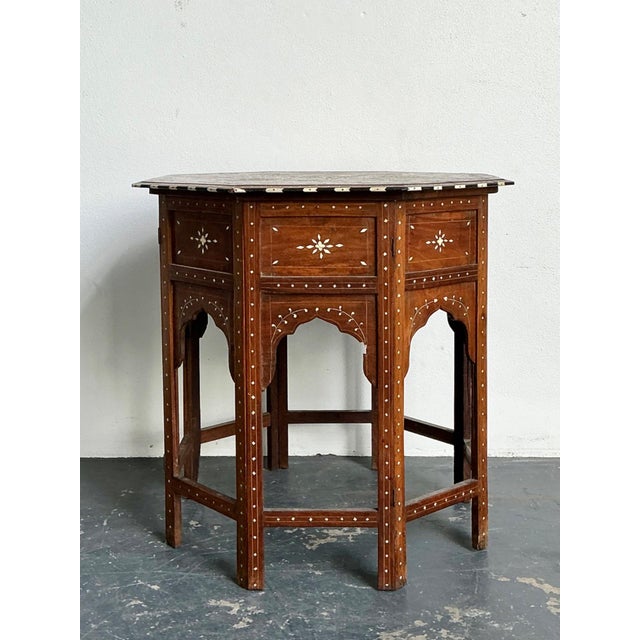 Vintage Octagonal Moroccan Inlay Side Table For Sale - Image 9 of 12