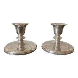 American Sterling Silver Candle Holders by M Fred Hirsch Co- A Pair