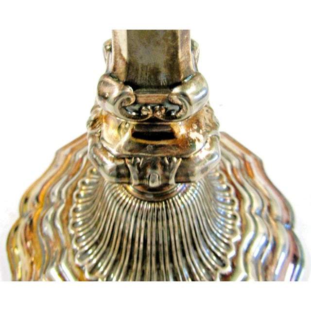 Matched Pair of Antique Silver Plated Candlesticks Marked to Base For Sale - Image 11 of 14