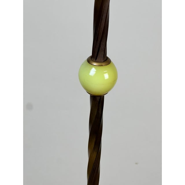 Green Antique Art Deco Uranium and Slag Glass Lamp C. 1920 For Sale - Image 8 of 14