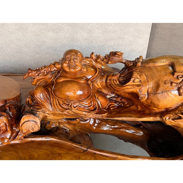 Brown 20th Century Lacquered Root Buddha Shrine . Drilled to Work as a Fountain For Sale - Image 8 of 13
