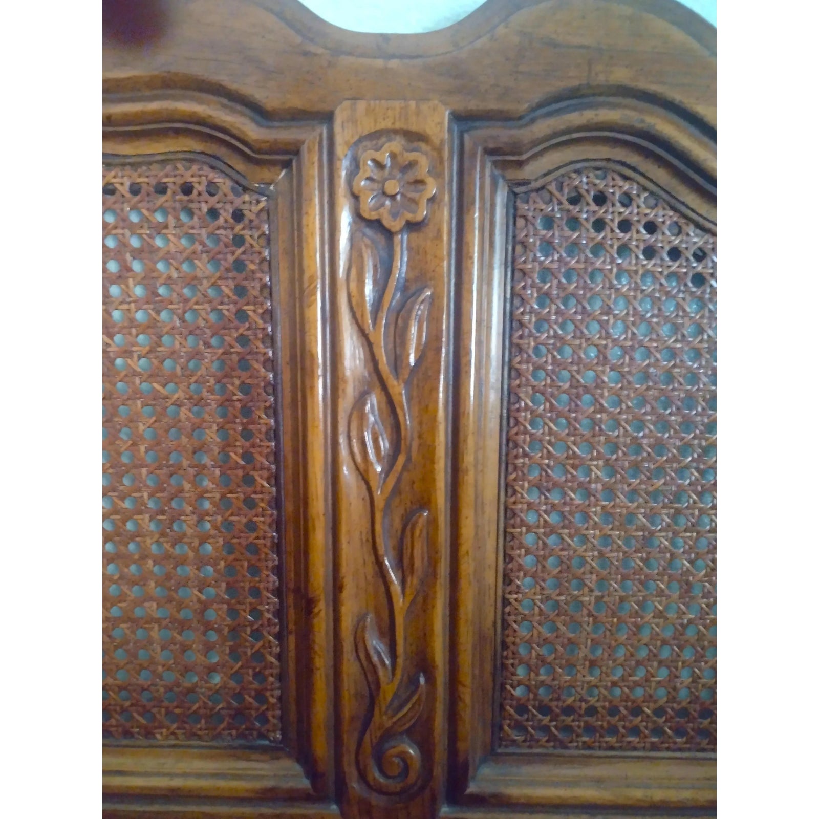 1970s Vintage Drexel Heritage "Cabernet Ii" Cane Panel Queen Headboard – French Provincial Elegance