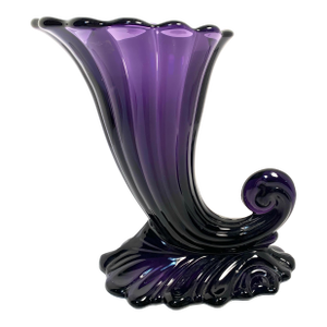 Antique Amethyst Glass Cornucopia Vase Rococo Revival