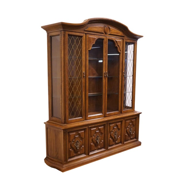 UNIQUE FURNITURE Co. Bolero Collection Solid Walnut Spanish Mediterranean Style 70" Buffet w. Lighted Display China...