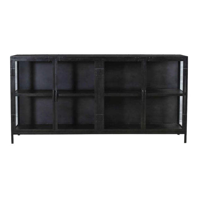 Modern Gunmetal & Glass Sideboard For Sale
