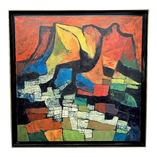 1970s Oswaldo Guayasamin Original Painting on Canvas For Sale