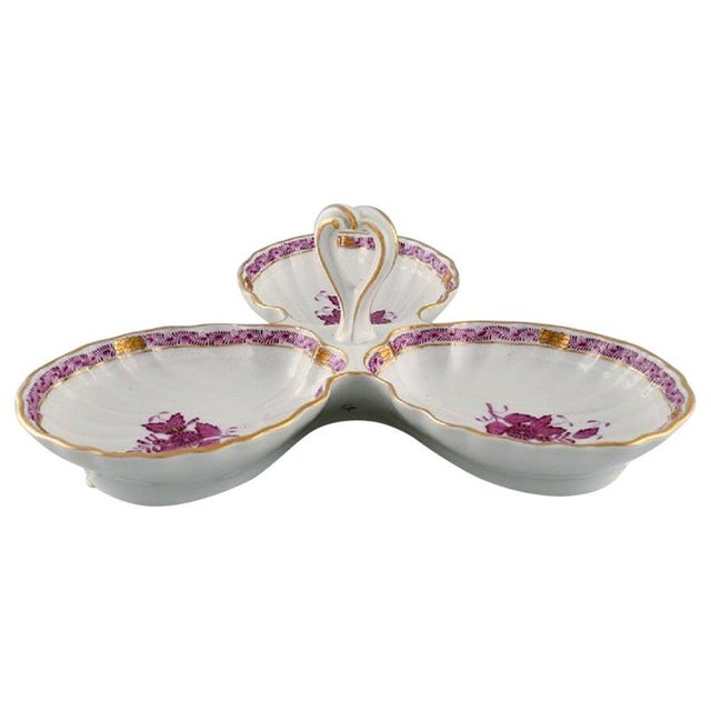 Herend Chinese Bouquet Raspberry Serving Dish with Handle For Sale - Image 11 of 11