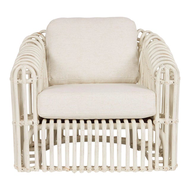 Transitional Shoreline Rattan Chair, White For Sale