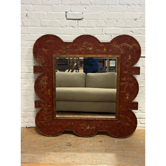 Chinoiserie Lacquer Wall Mirror, Late 20th Century For Sale - Image 12 of 12
